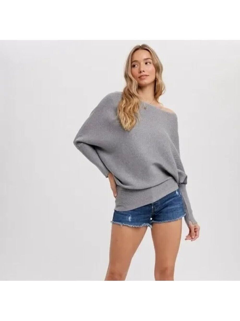 FINAL PIECES!!!! Asymmetrical Open Shoulder Dolman Pullover